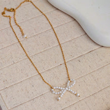Bow Pearl Necklace-2  taahirajewellery