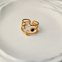 Dainty Sun Moon Star Open Adjustable Gold Plated Ring-1  taahirajewellery