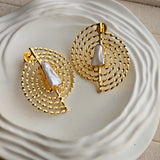 Luna Baroque Pearl Brass Earrings