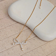 Bow Pearl Necklace-1  taahirajewellery