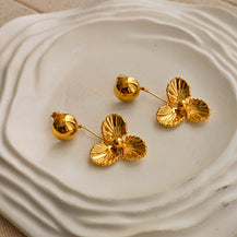 Oliver Gold Flower Earrings-4  taahirajewellery
