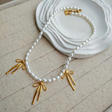 Baroque Pearl Bow Necklace
