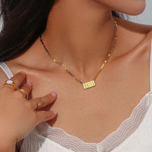 Angel Number Rectangle Pendent Gold Plated Necklace-4  taahirajewellery
