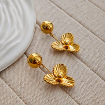 Oliver Gold Flower Earrings-3  taahirajewellery