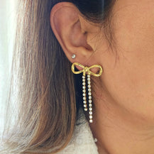 Bow Zircon Dangle Earrings-2  taahirajewellery