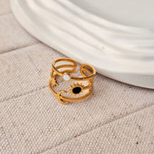 Dainty Sun Moon Star Open Adjustable Gold Plated Ring-2  taahirajewellery