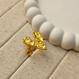 Textured Heart Adjustable Ring