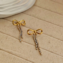 Bow Zircon Dangle Earrings-3  taahirajewellery