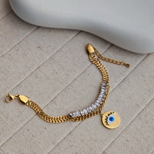 Evil Eye Zircon Charm Chain Bracelet-1  taahirajewellery