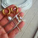 Flora Zircon Pearl Earrings