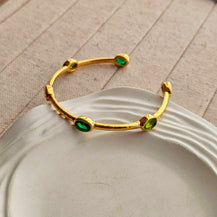 Tamara Green Stone Cuff Bracelet-2  taahirajewellery