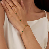 Love Heart Emerald Ring Bracelet