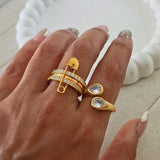 Safety Pin Layered Ring