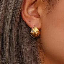 Half Ball Zircon Hoop Earrings-2  taahirajewellery
