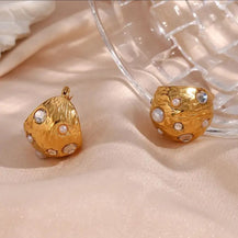 Half Ball Zircon Hoop Earrings-6  taahirajewellery