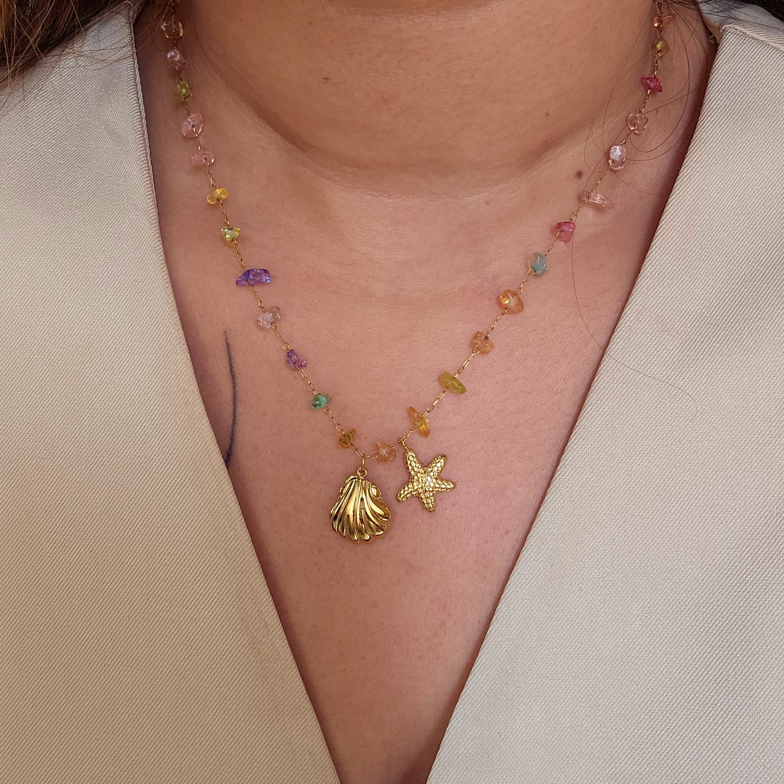 Emma Shell Multistone Necklace: Taahira Jewellery