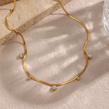 18K G.P Zircon Studded Necklace-3  taahirajewellery