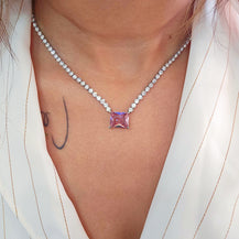 Shyla Pink Stud Zircon Necklace-4  taahirajewellery