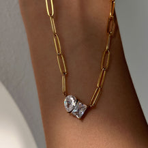 Double stone 18kt gold plated Necklace-3  taahirajewellery