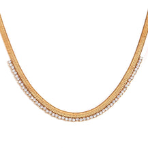 18K Gold Plated Snake Chain Zirconia Tennis Necklace-5  taahirajewellery