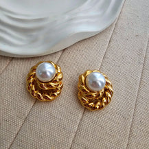 Baroque Gold Plated Twisted Earrings-1  taahirajewellery