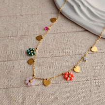 Colorful Flowers Charm Necklace-3  taahirajewellery