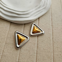 Triangle Silver Gold Earrings-1  taahirajewellery