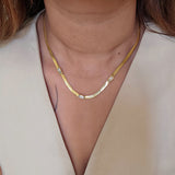 Gold Plated Zircon Snake Necklace-2  taahirajewellery