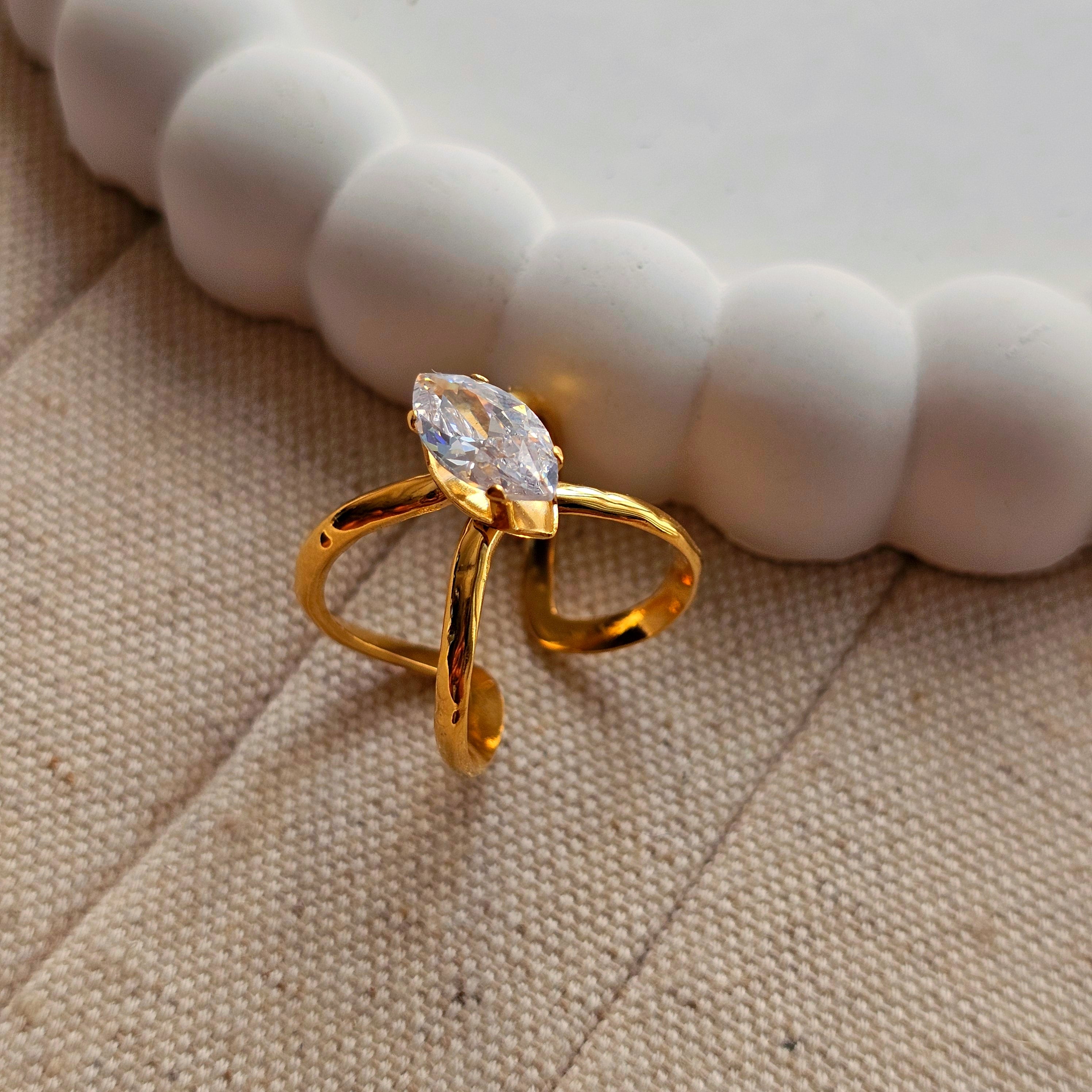 Della Marquise cut Adjustable Ring-1  taahirajewellery