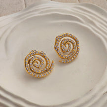 Luke Twirl Zircon Stud Earrings-3  taahirajewellery