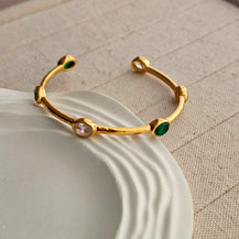 Tamara Green Stone Cuff Bracelet-3  taahirajewellery