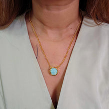 Aventurine Stud Brass Necklace-1  taahirajewellery