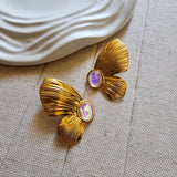18k Gold Plated Butterfly Pearl Earrings