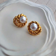 Baroque Gold Plated Twisted Earrings-3  taahirajewellery
