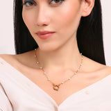 Fern Pearl Charm Lock Necklace