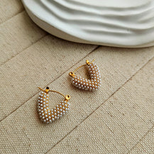 V Shape Pearl Studded Earrings-2  taahirajewellery