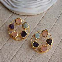 Cora Multistone Brass Earrings-4  taahirajewellery