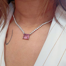Shyla Pink Stud Zircon Necklace-3  taahirajewellery