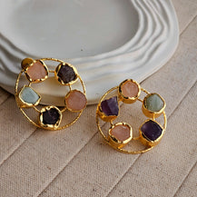 Cora Multistone Brass Earrings-3  taahirajewellery