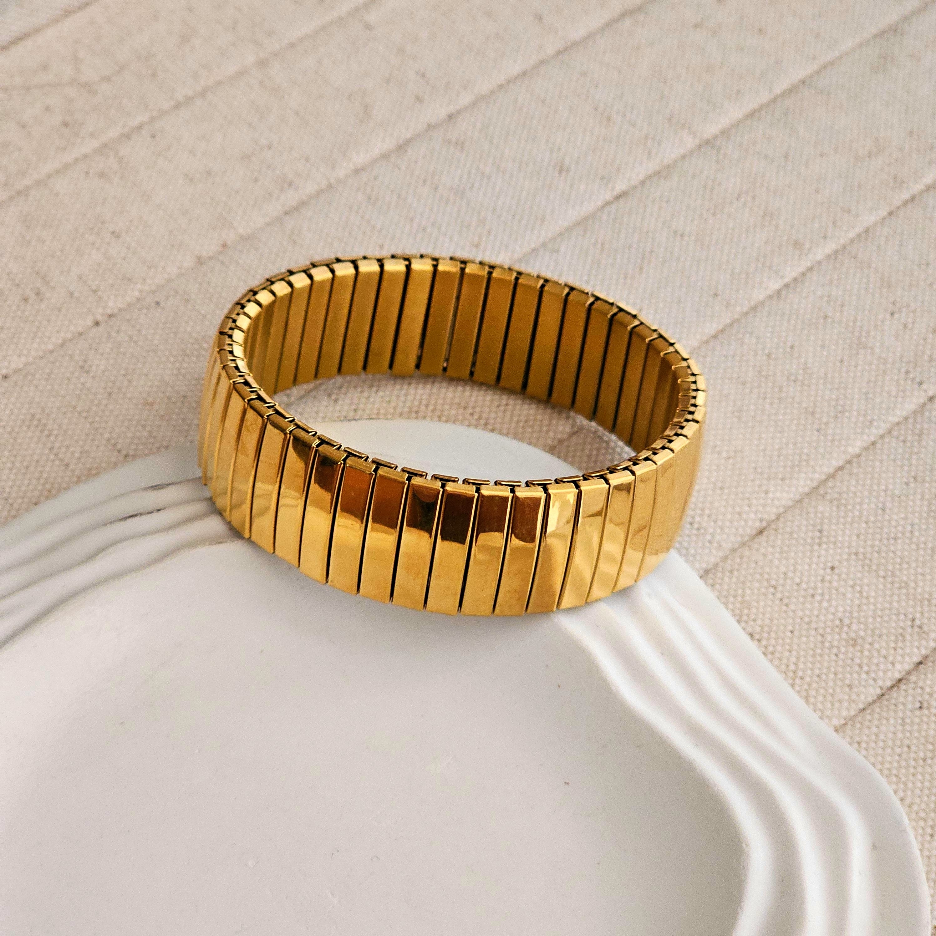 Elastic Gold Band Bracelet-1  taahirajewellery