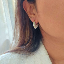 V Shape Pearl Studded Earrings-1  taahirajewellery
