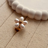 Bold Pearl Flower Adjustable Ring-2  taahirajewellery