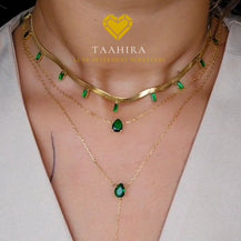 Double Layered Emerald stone Neckalce-3  taahirajewellery