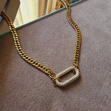 Oval shape studded Chain Necklace-6  taahirajewellery