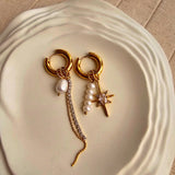 Flora Zircon Pearl Earrings