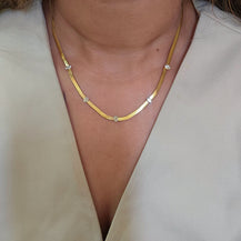 Snake Chain Studded Zircon Necklace-2  taahirajewellery