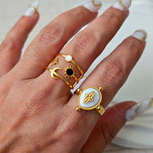 Dainty Sun Moon Star Open Adjustable Gold Plated Ring-3  taahirajewellery