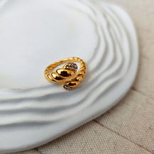 Croissant Zircon Gold Plated Snake Ring-1  taahirajewellery