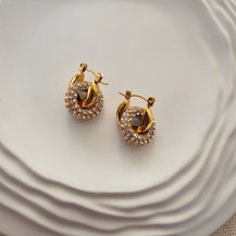 Angel Gold Plated Zircon Earrings-2  taahirajewellery