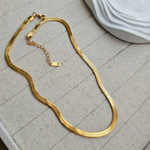 18kt G.P Herringbone Necklace-3  taahirajewellery